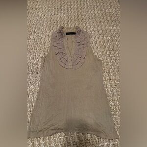 The Limited Beige Cotton Tank Top with Ruffles, Size Small, New